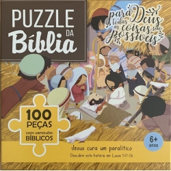 Puzzle da Bíblia: 100 peças com versículos Bíblicos - Jesus cura um paralítico