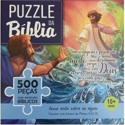 Puzzle da Bíblia: 500 peças com versículos Bíblicos - Jesus anda sobre as águas