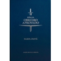 Bíblia obreiro aprovado com harpa cristã - Capa flexível em couro sintético na cor azul e beiras douradas
