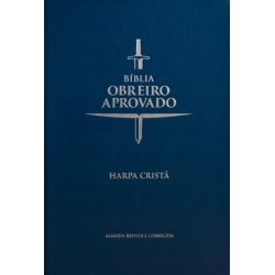 Bíblia obreiro aprovado com harpa cristã - Capa flexível em couro sintético na cor azul e beiras douradas Bíblia obreiro aprovado com harpa cristã - Capa flexível em couro sintético na cor azul e beiras douradas