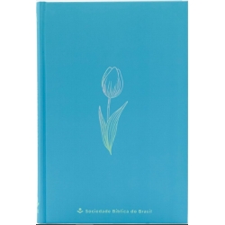 Bíblia Sagrada NAA Capa dura ilustrada flower azul e beiras brancas