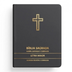 Bíblia Sagrada Cruz Cinza Média | ARC | Letra Maior | Harpa Avivada e Corinhos | Capa Premium Luxo