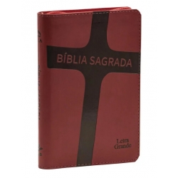 Bíblia Sagrada NAA Letra Grande com Zíper Capa Vermelha Cruz | Letra Grande Bíblia Sagrada NAA Letra Grande com Zíper Capa Vermelha Cruz | Letra Grande