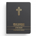 Bíblia Sagrada Cruz Cinza Média | ARC | Letra Maior | Harpa Avivada e Corinhos | Capa Premium Luxo