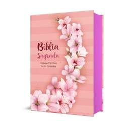 BIBLIA SAGRADA - ARC C/ HARPA - TEXTOS COLORIDOS - RAMOS FLORES