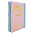 Bíblia ARC PJV Letra Gigante Com Harpa Avivada E Corinhos - Capa Carteira Bicolor Azul e Rosa