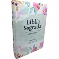 Bíblia Grande c/ Harpa Cristã - Popular Letra Grande - Floral Aquarela