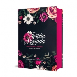 BIBLIA SAGRADA - ARC C/ HARPA - TEXTOS COLORIDOS - FLORAL PINK