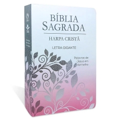 Bíblia com Harpa Cristã Grande Popular Letra Gigante Ramo Prata