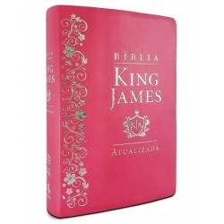 Bíblia King James Atualizada de estudo capa luxo pink