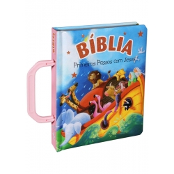 Biblia Primeiros Passos com Jesus - Alça Rosa