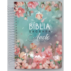 Bíblia Sagrada NVI Anote Magnolia Espiral Feminina Bíblia Sagrada NVI Anote Magnolia Espiral Feminina