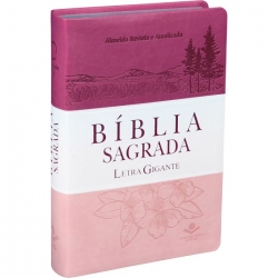 Bíblia Sagrada Letra Gigante - Capa Pink Branco Rosa