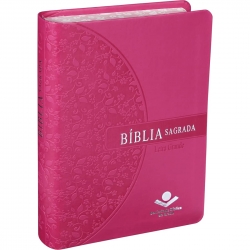 Bíblia Sagrada Letra Grande (RA) Pink Beiras Floridas