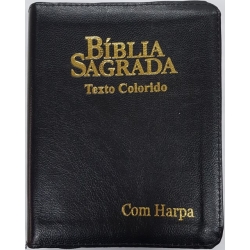 BIBLIA SAGRADA RC - LG TEXTO COLORIDO C/ HARPA PRETA - FECHO