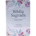 Bíblia Sagrada com harpa cristã, letra gigante e palavras de Jesus em vermelho