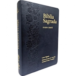 Bíblia Grande c/ Harpa Cristã - Luxo Letra Gigante - Floral Ramos Preta