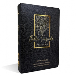 Bíblia Grande Harpa Cristã Popular Letra Grande Floral Preta