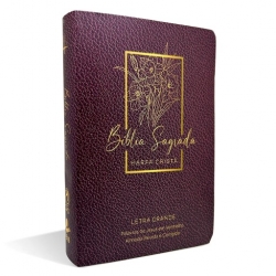 Bíblia Grande Harpa Cristã Popular Letra Grande Floral Vinho