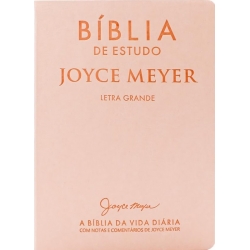 Bíblia de estudo Joyce Meyer com letra grande Capa flexível na cor salmão e beiras douradas