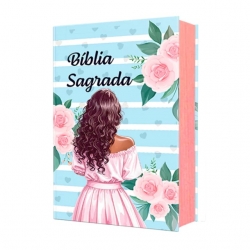 Bíblia Sagrada NVA - Letra Grande - Textos Coloridos - Capa Dura Menina Azul